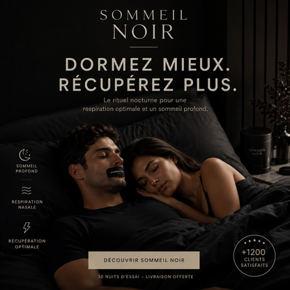 Bande Buccale de Sommeil Sommeil Noir | Anti-Ronflement | Bouche Sèche | Sommeil Profond | Pack 30 Nuits